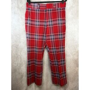 VTG Brooks Brothers Trousers Men Red Plaid 346 Straight Leg Pants 38x27
